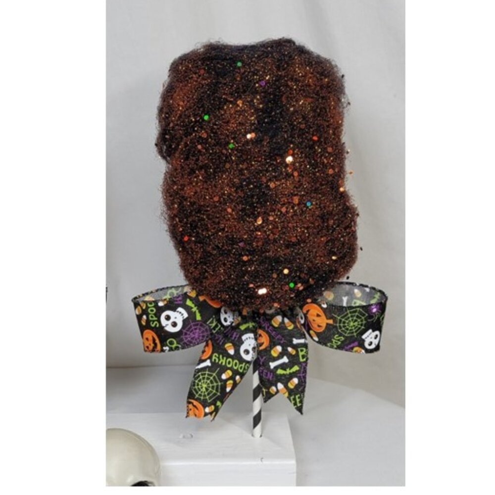 Decorative Faux Orange Glittered‎ Halloween Black Cotton Candy